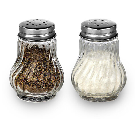 Солонка-перечница 50 мл, BASIC, баночка для специй, стекло/сталь, дисплей, WEGLA (ВЕГЛА), 700224