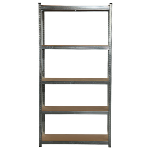 Стеллаж металлический BOOMHOUSE (БУМХАУС) безболтовой, 2000x1000x400 мм, 5 полок МДФ, серебристый, 291414