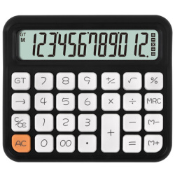 Калькулятор настольный BRAUBERG KW-1000-BK (152x132 мм), 3D-кнопки, 12 разрядов, черный, 272956