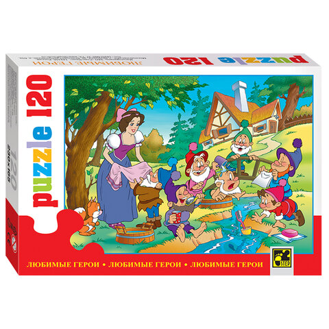 Пазл картонный 120 элементов, "Любимые герои", АССОРТИ, поле 23х16,5 см, STEP PUZZLE