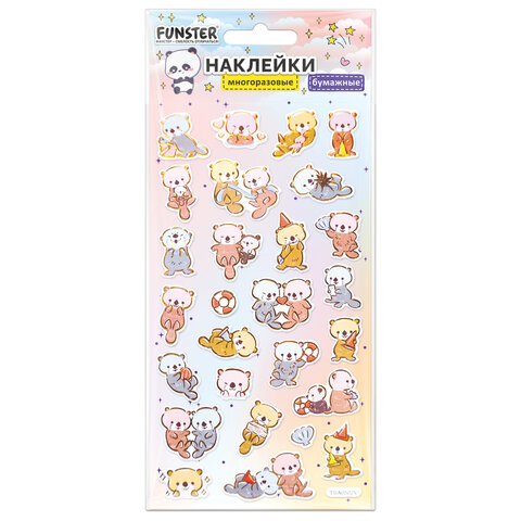 Наклейки бумажные 17,5х9,5 см, ассорти 12 видов, FUNSTER (ФАНСТЕР), 666676