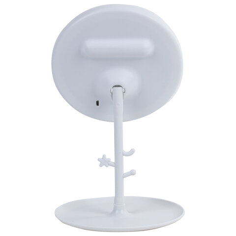 Зеркало настольное с LED-подсветкой для макияжа, диаметр 17 см, 3 режима свечения, аккумулятор 1200 mAh, цвет белый, WBZ, 609330