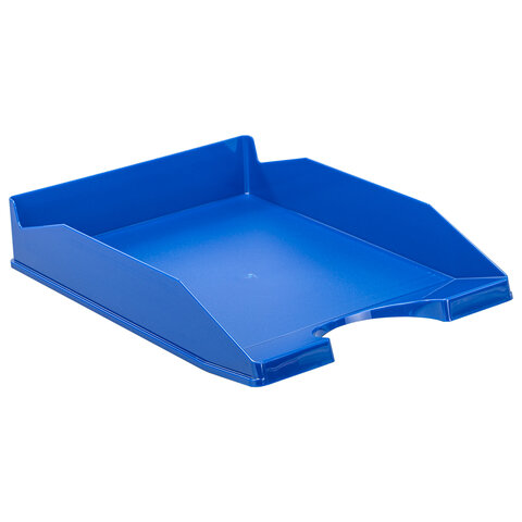 Лоток горизонтальный для бумаг КОМПЛЕКТ 2 шт., BRAUBERG "Modern", 346х254х61 мм, синий, 238027