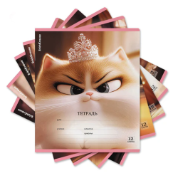 Тетрадь 12 л., клетка, блёстки, ERICH KRAUSE, "Prima Cat" (микс в спайке), 64822