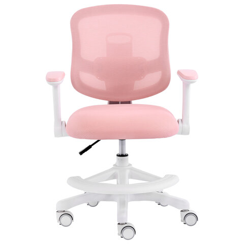 Кресло детское с подставкой для ног BRABIX KIDS "MG-215", сетка/ткань TW, розовое, 533311