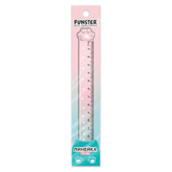 Линейка пластиковая 15 см, FUNSTER (ФАНСТЕР), "ЛАПКА", прозрачная, европодвес, 210919