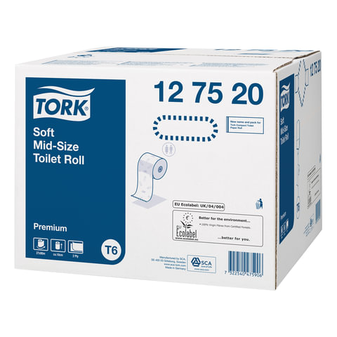 Бумага туалетная 90 м, TORK (Система Т6) PREMIUM, КОМПЛЕКТ 27 рулонов, 2-слойная, белая, 127520