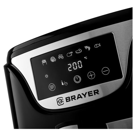Аэрогриль BRAYER BR2037, 1500 Вт, 5 л, 7 программ, таймер, сенсорное управление, нержавеющая сталь