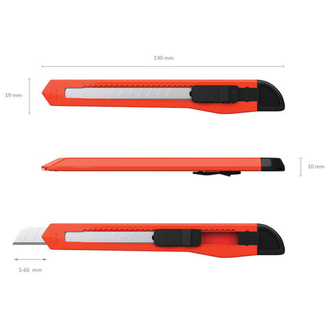 Нож канцелярский 9 мм ERICH KRAUSE "EasyCut", автофиксатор, корпус ассорти, подвес, 19146