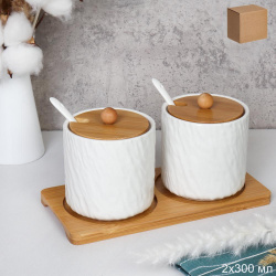 Набор для специй 2 предмета с ложкой 300 мл / CF591 /уп 36/ на подставке