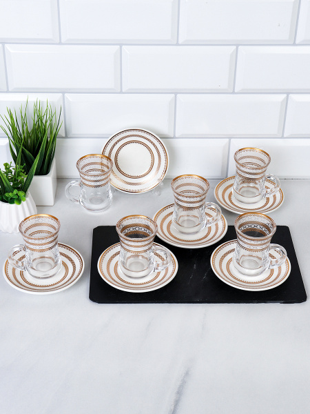 Кофейный набор 12 предметов 120 мл восточная форма / MVN20 /уп 18/* с золотом