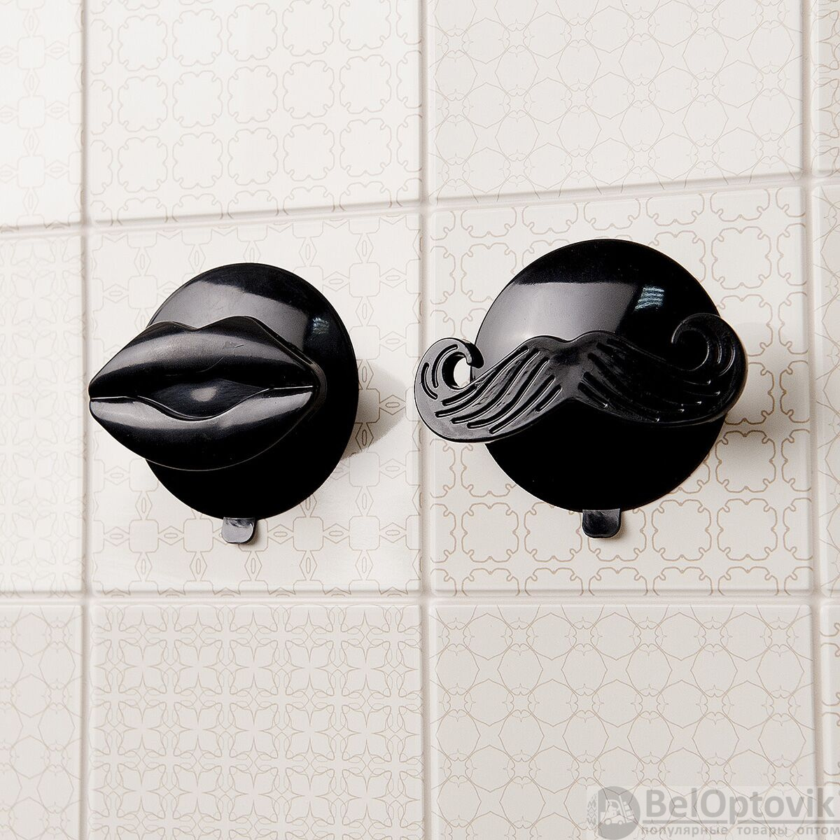 Крючок для ванной пластиковый "Mustache&Lips", 2шт.