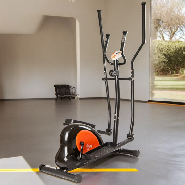 Эллиптический тренажер Оранжево-черный / Укрепляет здоровье и физическую форму