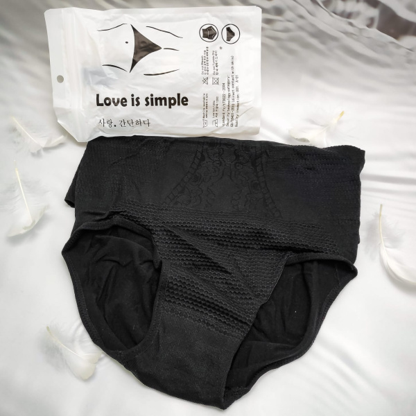 Высокие утягивающие трусики-корсет "Love is Simple" Коррекция бедер и талии Черные L