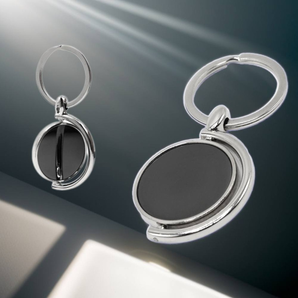 Брелок металлический Логроньо, эффективный инструмент продвижения в подарочной упаковке, серебристый цвет