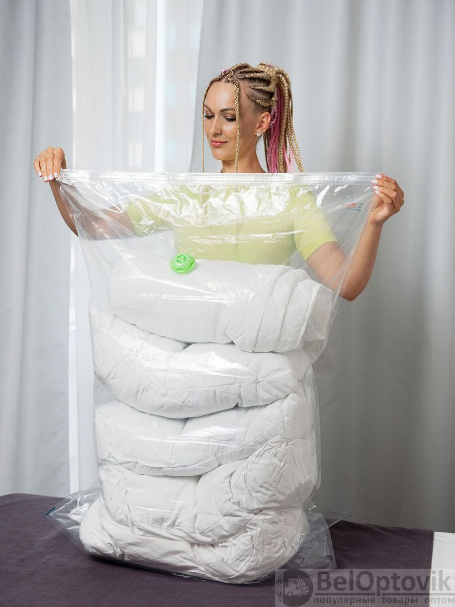 Вакуумный трехмерный пакет с клапаном Smart Storage 80*100*34см