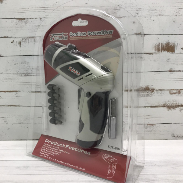 Шуруповерт X-Power Cordless Screwdriver на батарейках с набором бит KCS-616 Оранжевый
