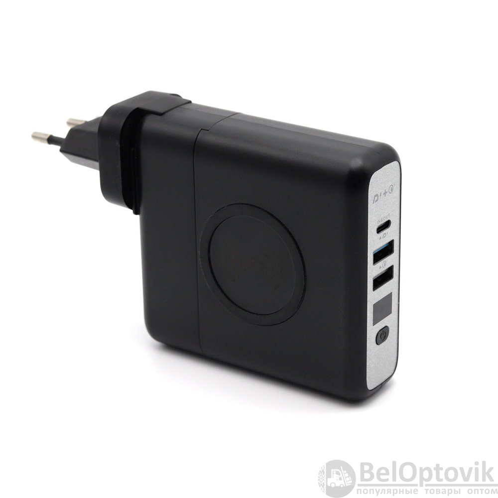 Внешний аккумулятор Gemini с беспроводной зарядкой и сетевым адаптером, 10000 mAh, черный