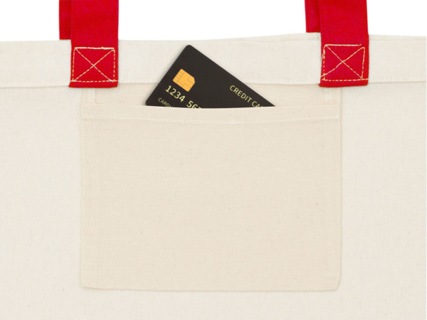 Сумка для шоппинга «Cotton» из переработанного хлопка, 280 г/м2, Цвет натуральный/красный