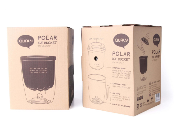 Ведро для льда Полярный медведь Polar с двумя отсеками и щипцами