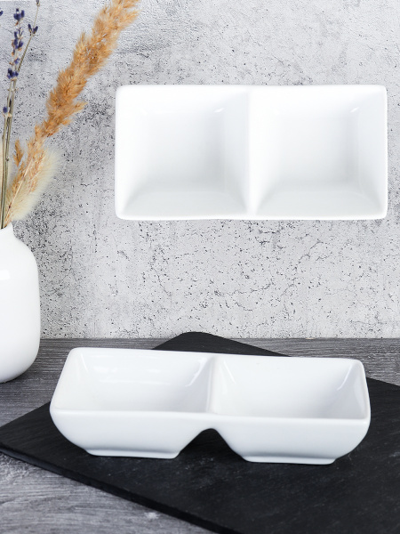 Блюдо менажница 2 секции 14х6 см / FR-1343 /уп 83/