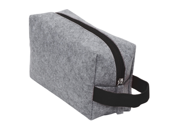 Косметичка из РПЕТ фетра с ручкой «Felt», Цвет серый, черный