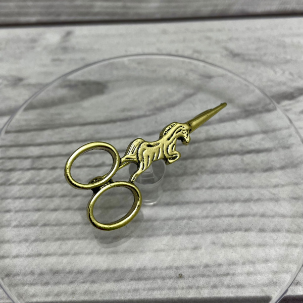 Бижутерия брошь стилиста "Ножницы Единорог" 5 см