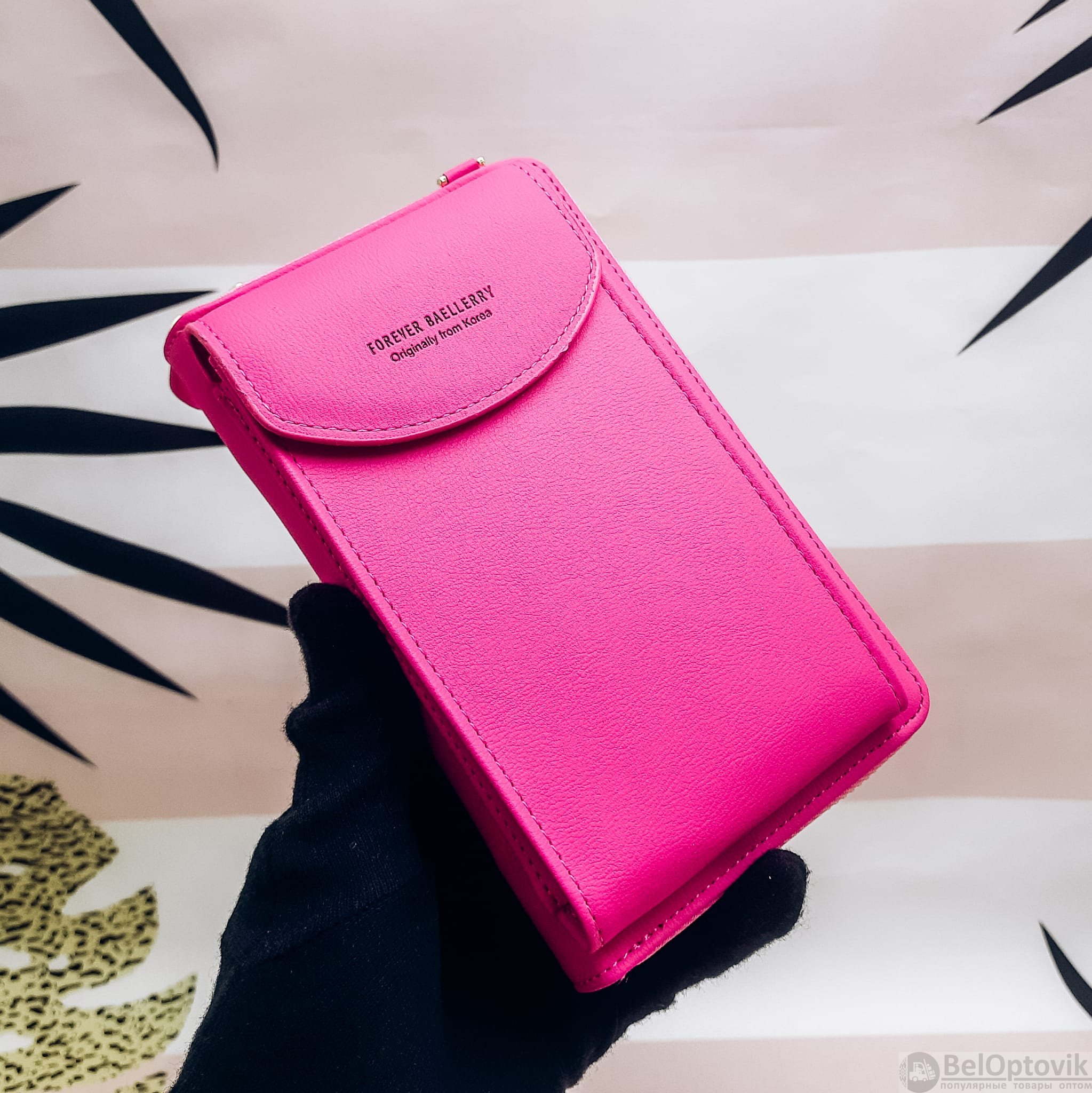 Стильное женское портмоне-клатч 3 в 1 Baellerry Forever Originally From Korea N8591 / 11 стильных оттенков Ярко розовый