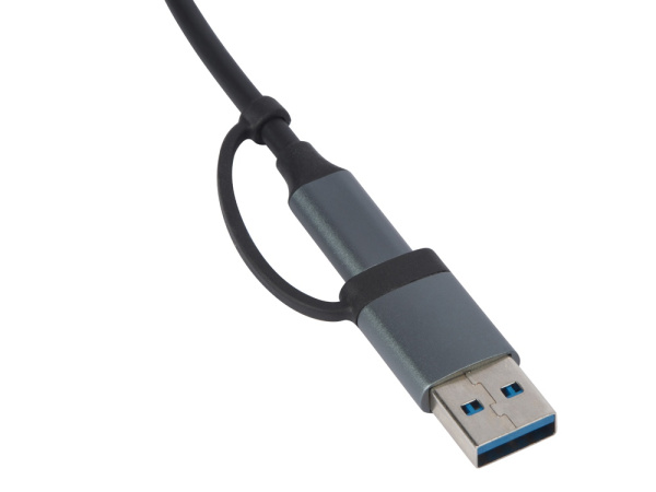 USB-хаб «Link» с коннектором 2-в-1 USB-C и USB-A, 2.0/3.0, Цвет серый