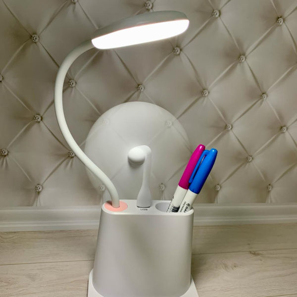 Умная настольная светодиодная лампа 3 в 1 со встроенным аккумулятором USB (лампа, вентилятор, органа