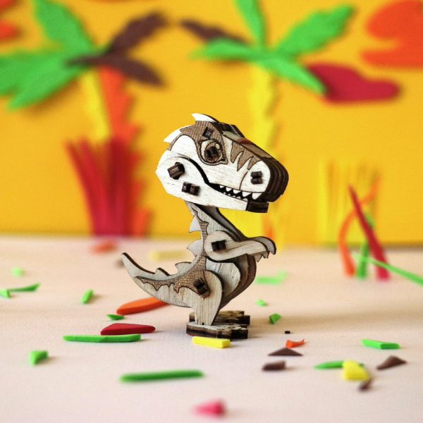 Набор деревянных конструкторов (сборка без клея) UNIT "Динозаврики" 3 в 1 UNIWOOD