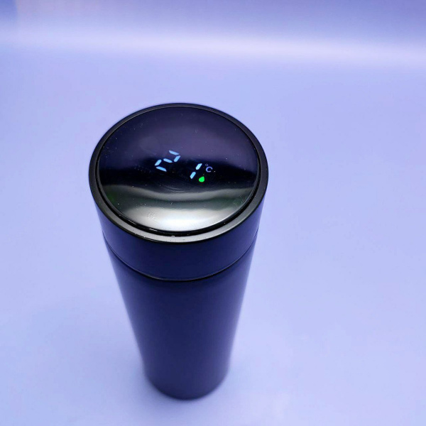 Термос с датчиком температуры,500мл, без рисунка цвет чёрный