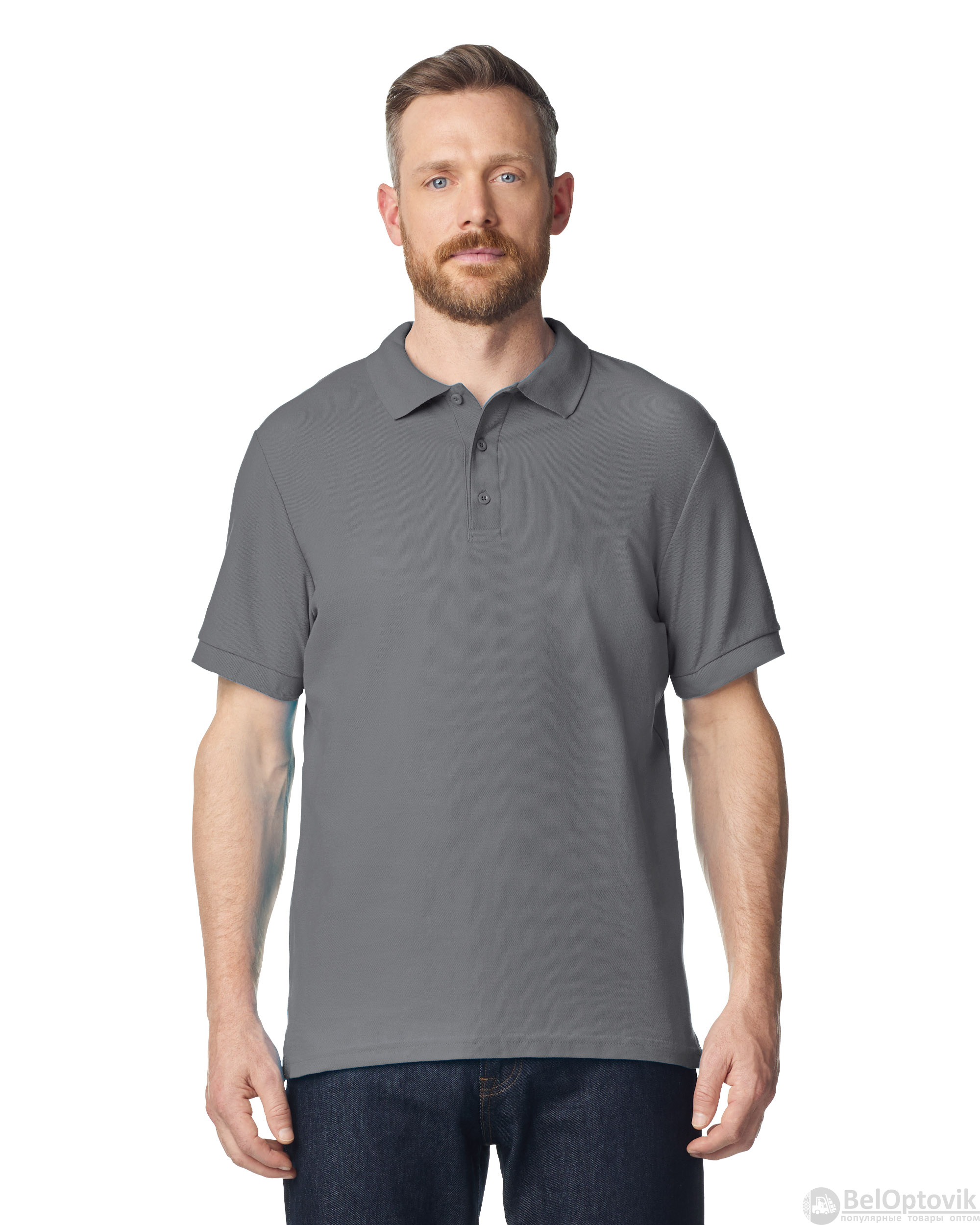 Футболка поло PREMIUM COTTON ADULT DOUBLE PIQUE, ГРАФИТОВЫЙ S