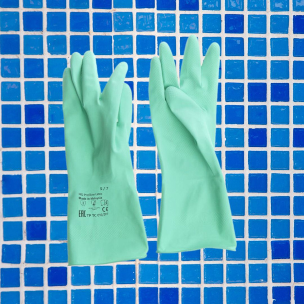 Перчатки латексные многоразовые зеленые р-р L HQ Profiline