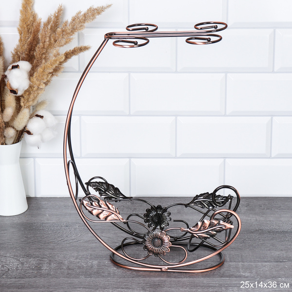 Подставка для вина и 4х фужеров Корабль Бронза / GB-T-3327 /уп 20/ металл/ 0,519