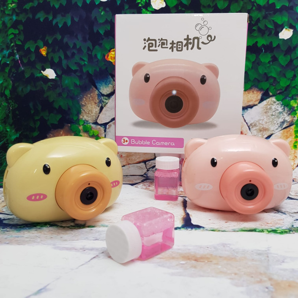 Мыльный Пузырятор Bubble Camera "Свинка Пеппа" Фотоаппарат для создания Музыкальных мыльных пузырей + 2 флакона мыльных пузырей Бежевая Свинка