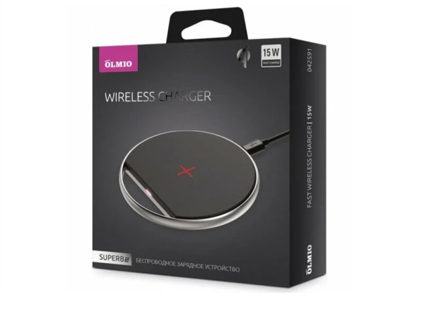 БЗУ SUPERBs, QI, 15W, black, OLMIO