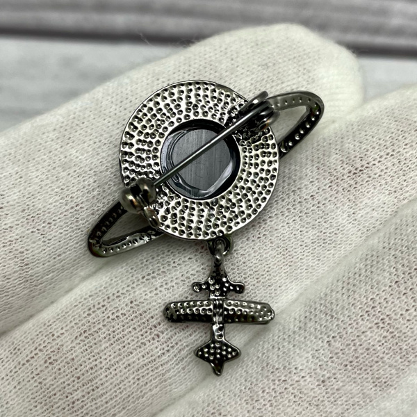 Бижутерия брошь "Планета Сатурн" 3.5 см