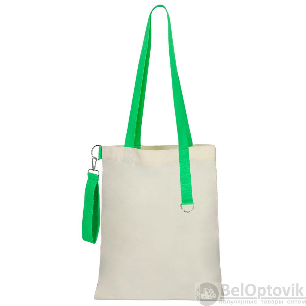 Сумка для покупок White GLOW 325 г/м² с ремувкой, зелёная