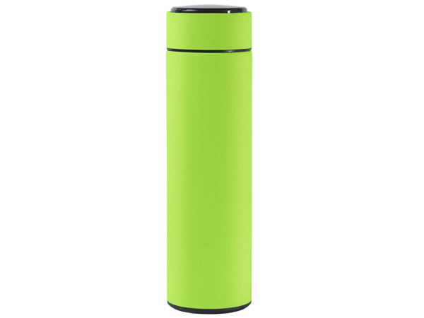 Термос FAMILY MARK LED, индикатор, soft touch, Цвет светло-зелёный