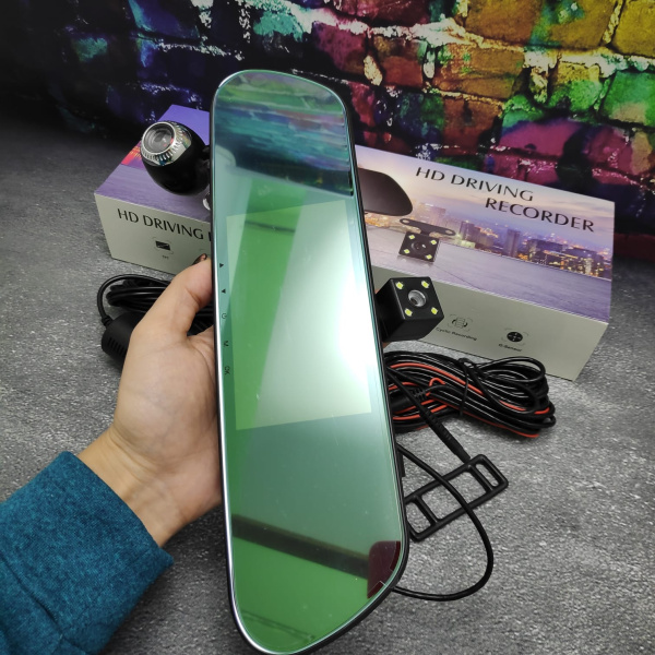 Видеорегистратор-зеркало заднего вида 3 в 1 HD Driving Recorder,  с датчиком движения и с камерой заднего обзора