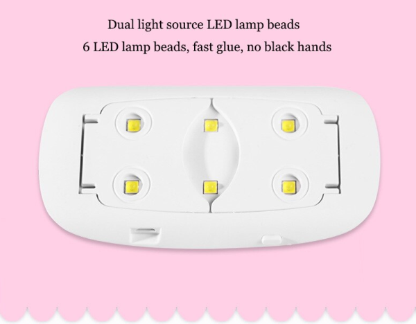 Портативная mini лампа для маникюра/педикюра гель-лак SUN mini 6 Вт Розовая