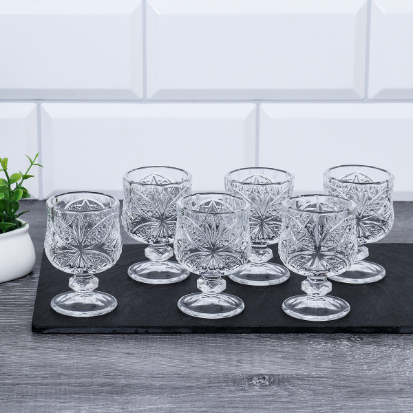 Рюмка 6 штук 50 мл бочонок Бабочка / Р-1601 /уп 24/