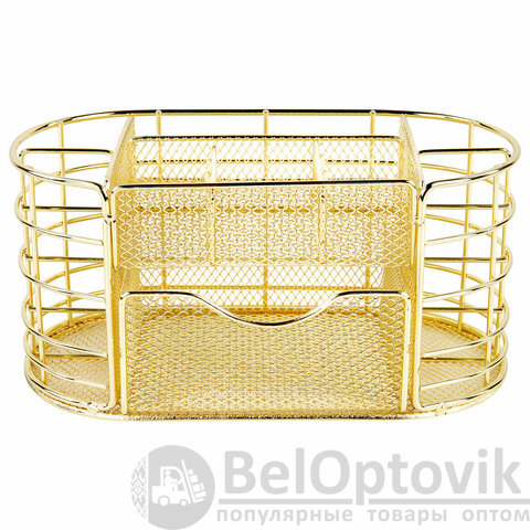 Органайзер для косметики и мелочей металлический 9 секций, MONTE VITA, 105х218х110 мм, золото, 272475
