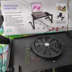 Складной cтолик трансформер для ноутбука  Multifunctional Laptop Table T9 C вентилятором и вентиляцией + подставка для мыши (42,00 х 26,00 см. столешница; 47,00 см высота)
