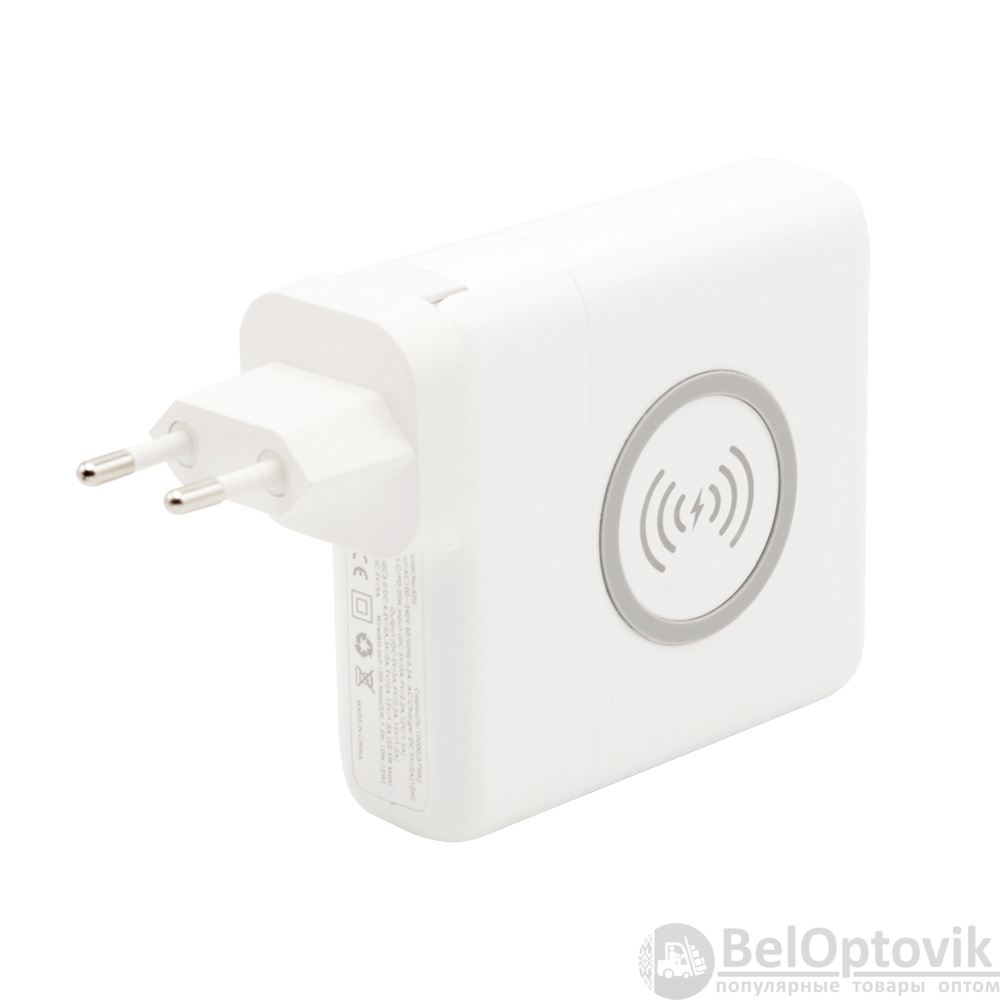 Внешний аккумулятор Gemini с беспроводной зарядкой и сетевым адаптером, 10000 mAh, белый