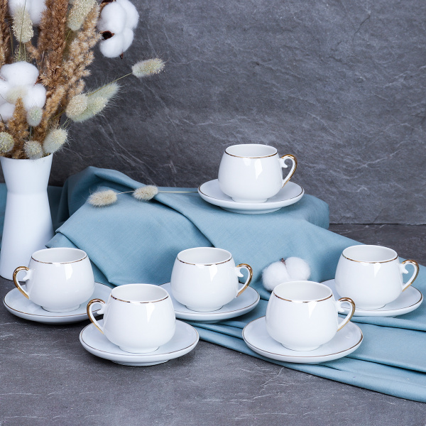 Кофейный набор 12 предметов 100 мл / CF/12-FY196004 /уп 12/ Отводка золотом