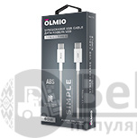 Кабель SIMPLE, Type-C - Type-C, 60W, USB2.0, 1.2м, белый, OLMIO