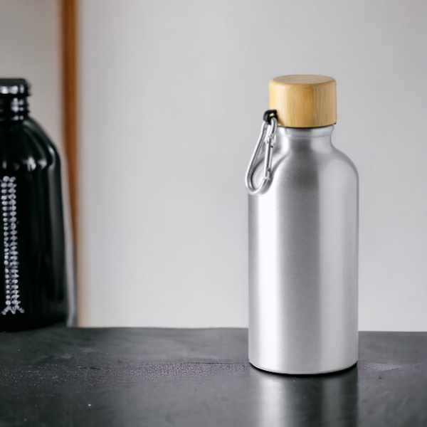 Алюминиевая бутылка - фляжка GELDA 400 мл. с карабином