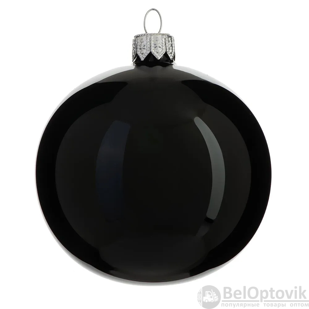 Шар новогодний 8 см, Чёрный с серебром